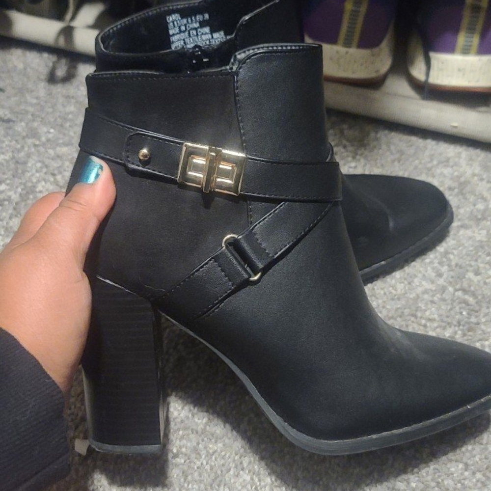 Black Ankle Boots with Buckle Detail